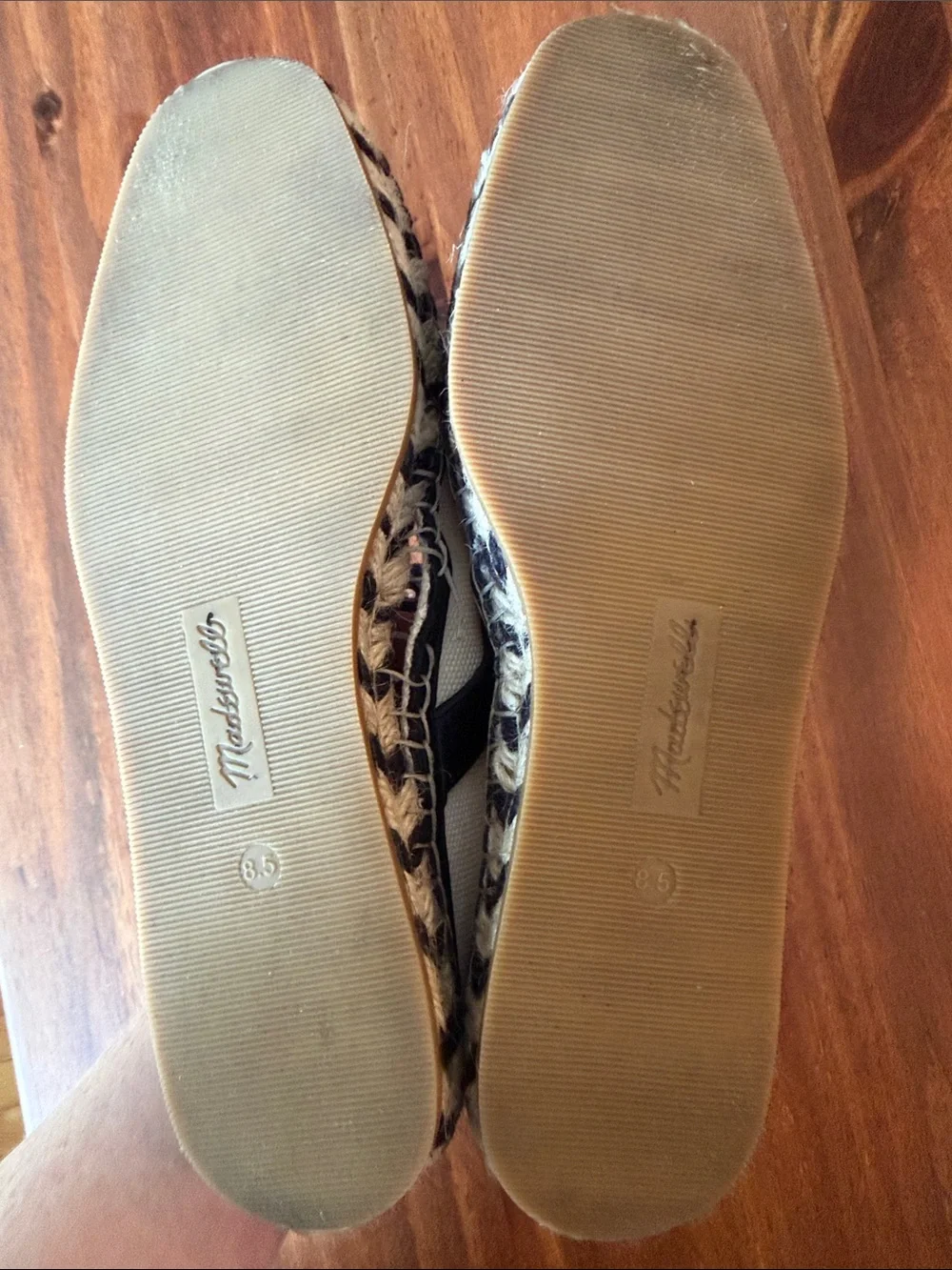 Madewell Cream and Black Mary Jane Canvas Espadrilles 8.5